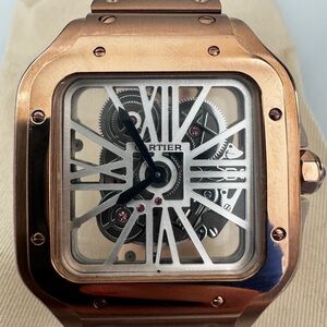 Cartier Rose Gold Skeleton Dial Watch